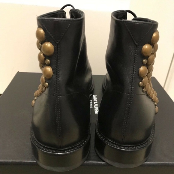 Saint Laurent Lace Up Ankle Boots With Side Studs - Picture 6 of 11
